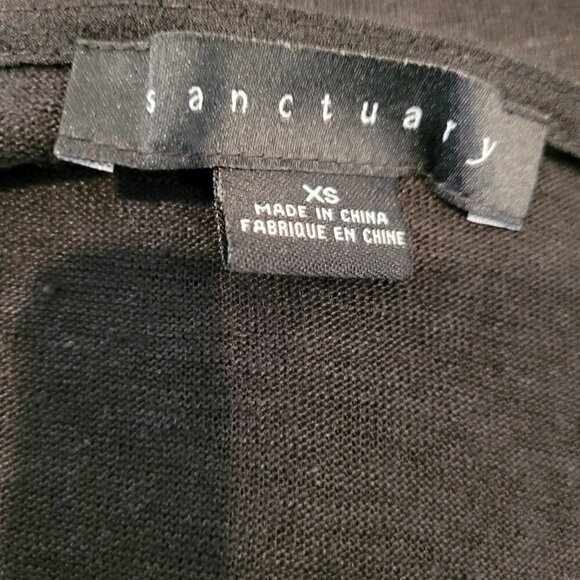 Sanctuary V Neck Black Sweater Top 3/4 Sleeve Lightweight Linen - Picture 8 of 9